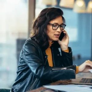 a woman having a busy day at work