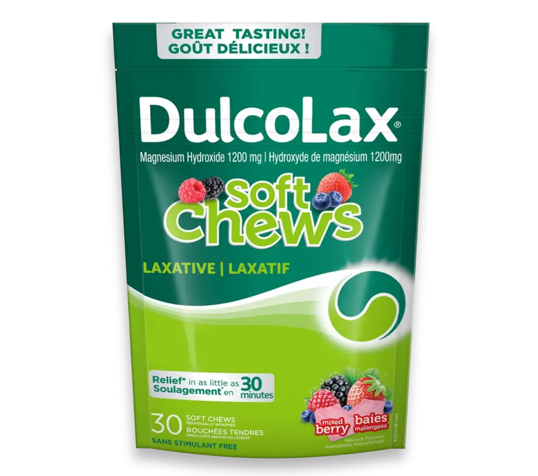 Dulcolax Chewy Fruit Bites bottle with 