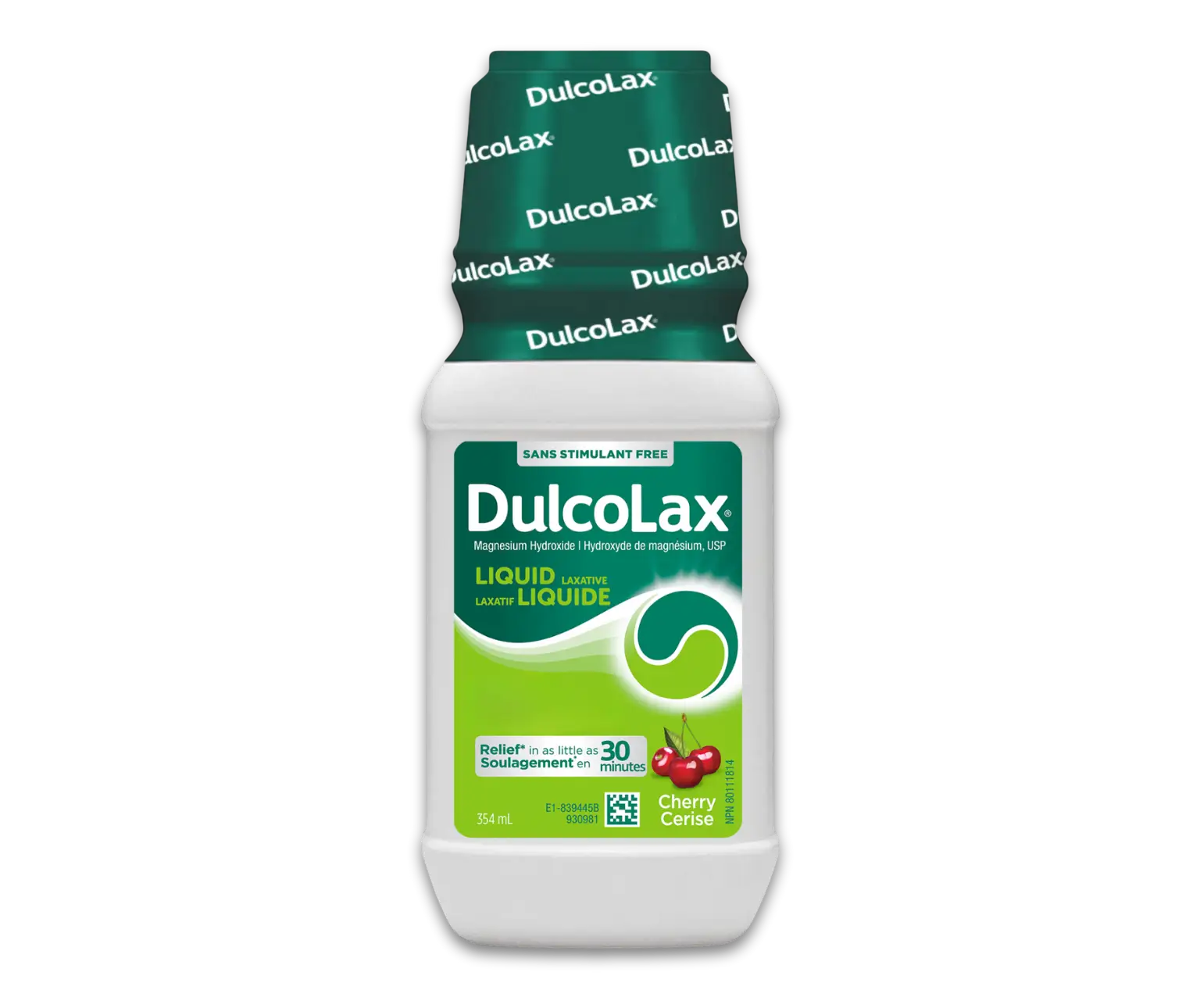Dulcolax Chewy Fruit Bites Cherry Berry in a green-capped bottle.