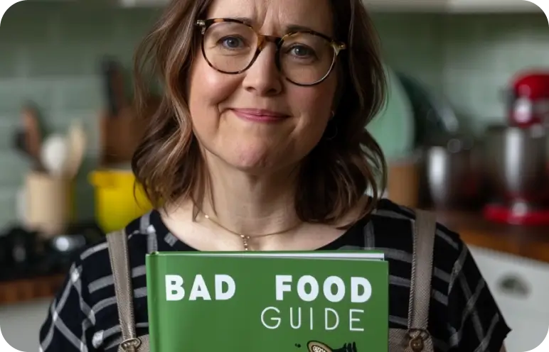 Person holding a book titled 