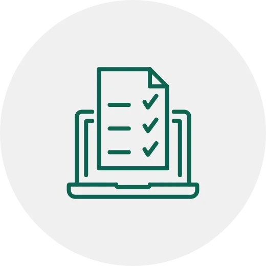 Checklist on laptop screen icon.