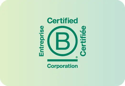 Certified B Corporation logo on a light gradient background.