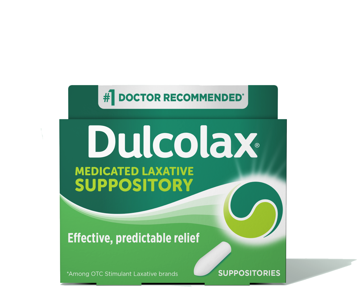 Dulcolax Medicated Laxative Suppository packaging, #1 doctor recommended.