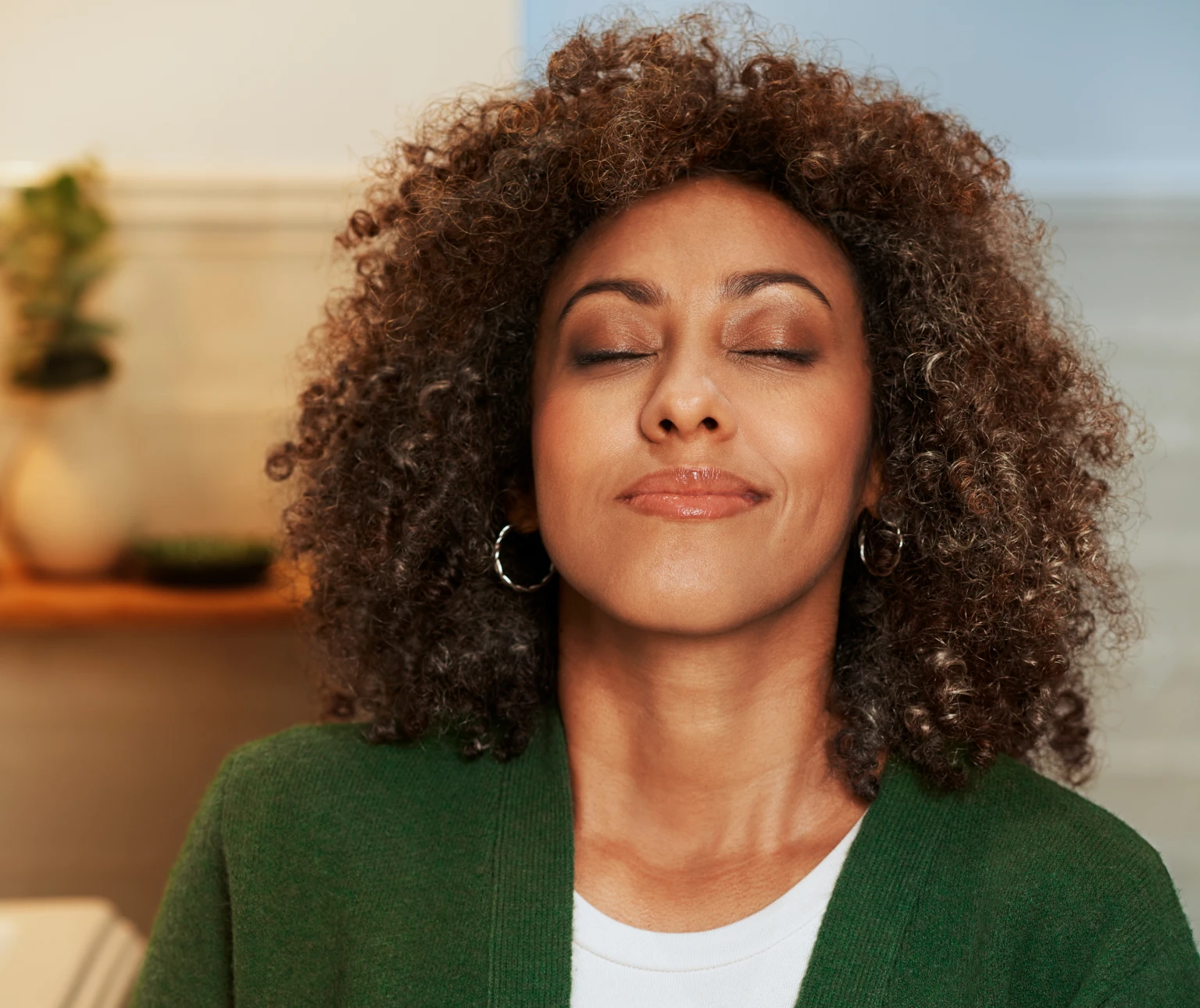 Close up shot of a woman feeling relieved.