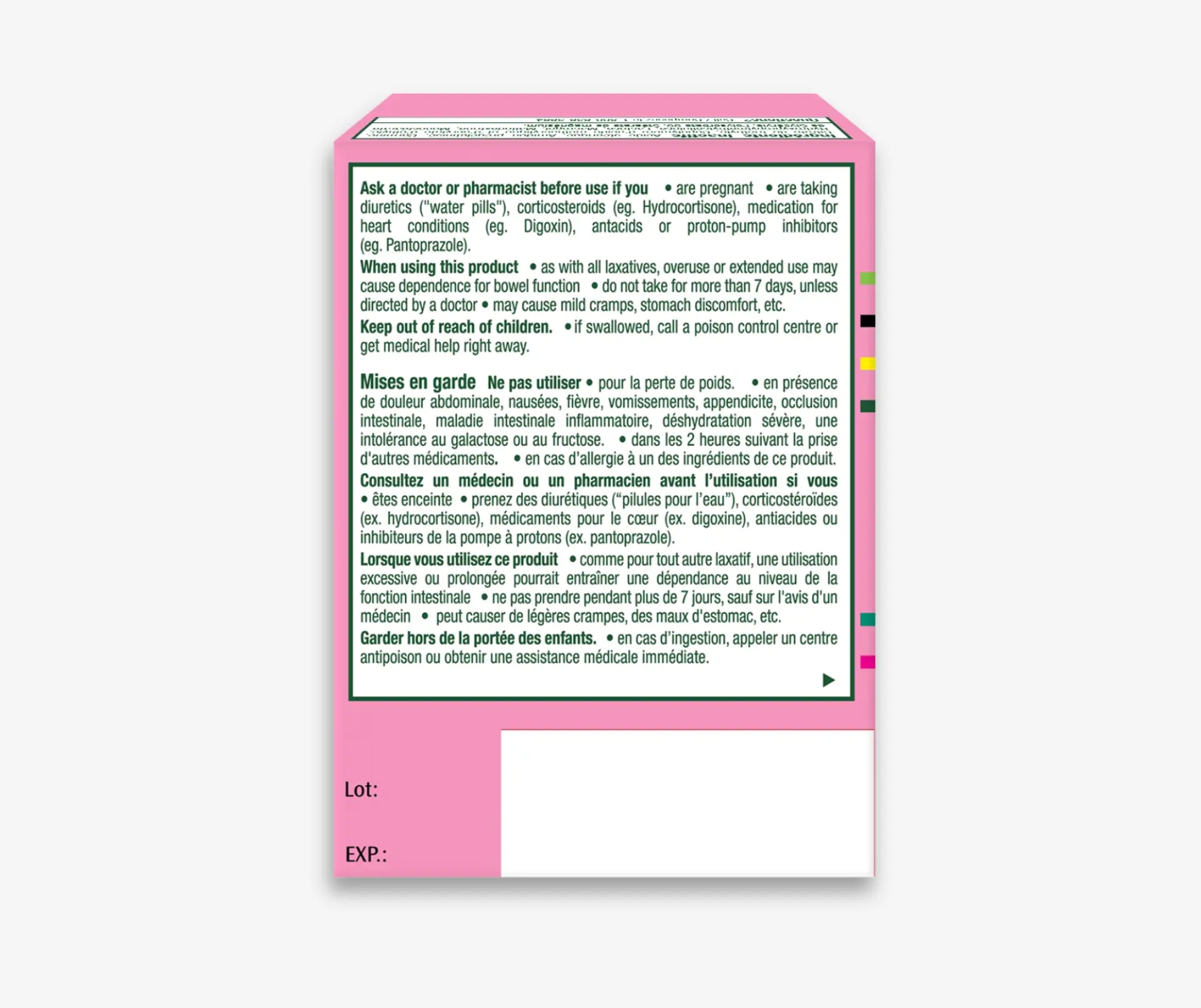 Back of pack of DulcoLax For Women