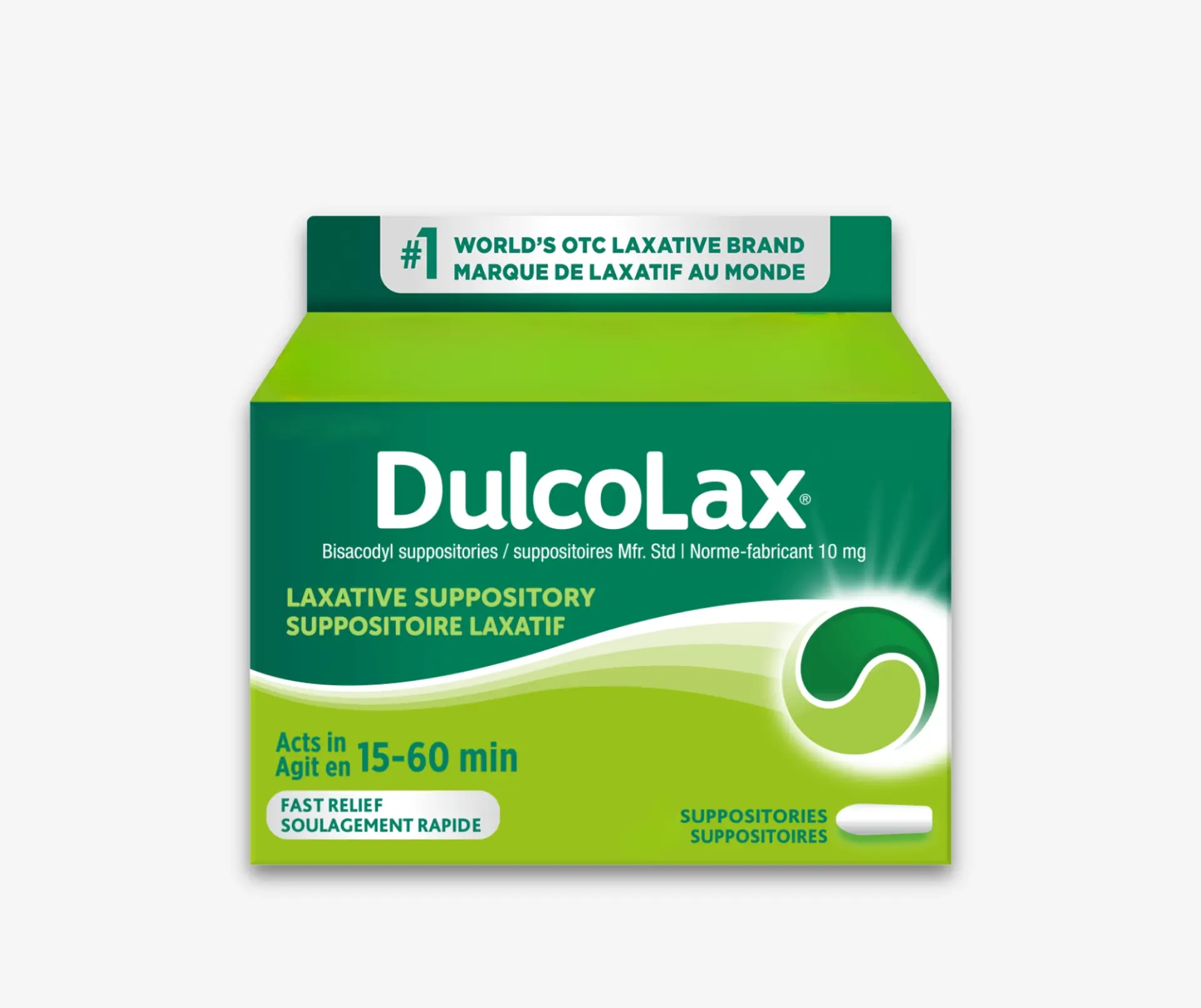 Front of pack of DulcoLax Suppositories