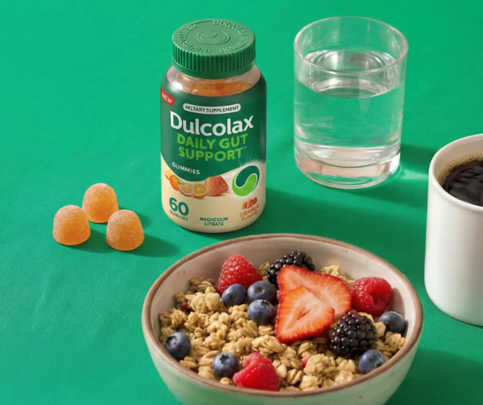 Rows of red, rectangular gums arranged on a surface.